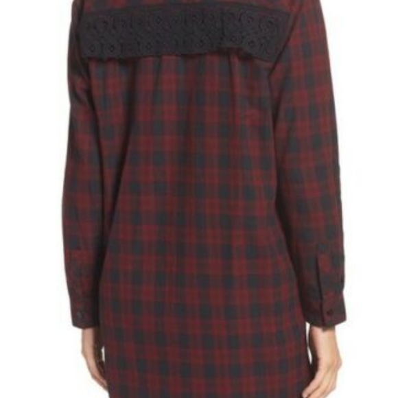 Sam Edelman Patch Embellished Plaid Sleep Shirt - Picture 2 of 8